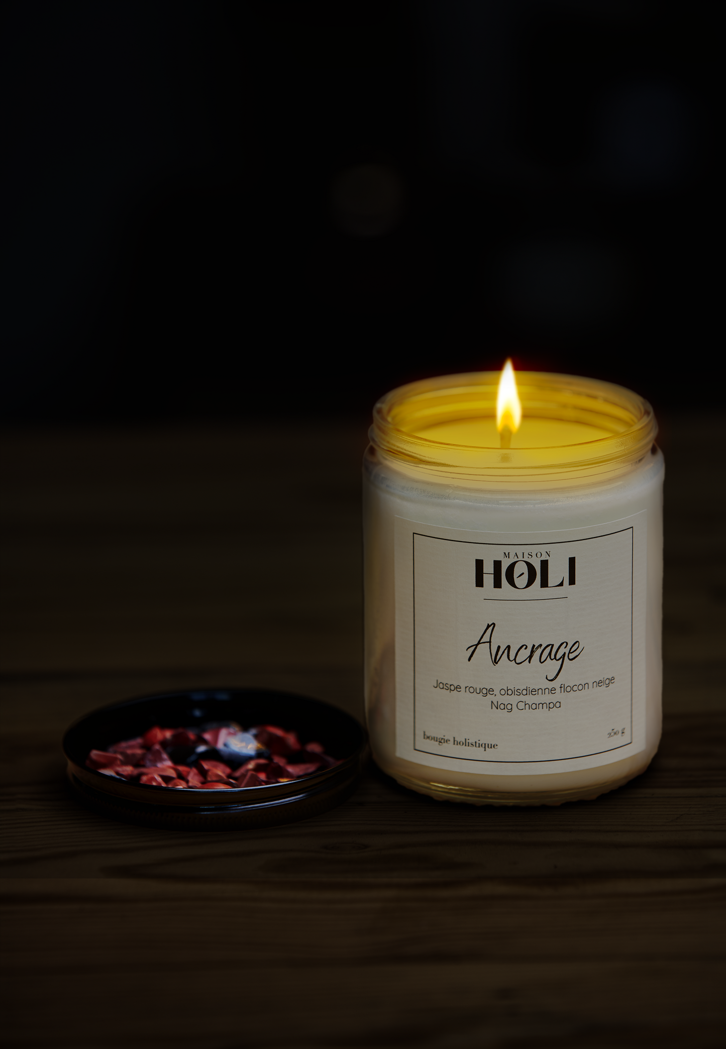 Bougie Ancrage - Jaspe rouge & Nag Champa